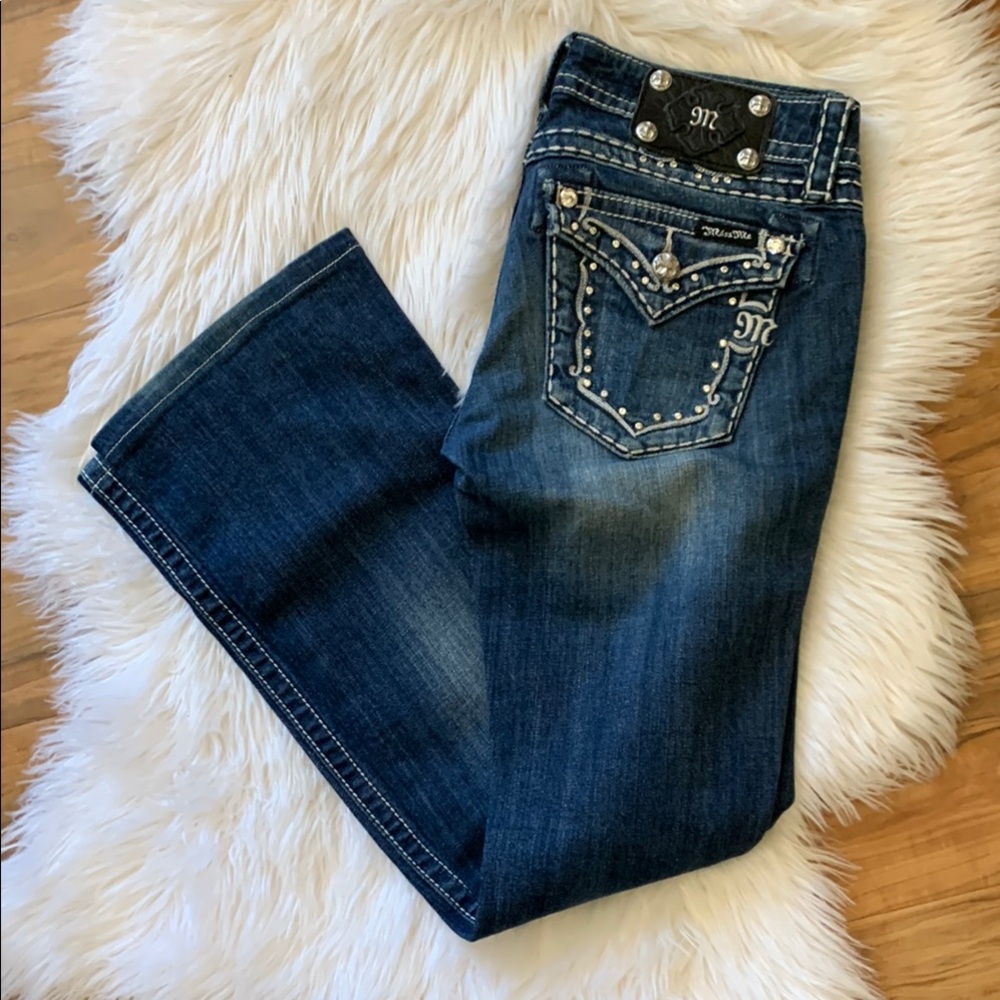 Miss Me Blue Boot Cut Jeans with Vintage Appeal